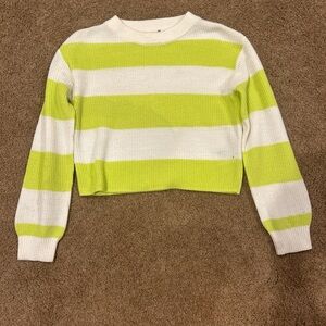 H&M White and Lime Knit Sweater